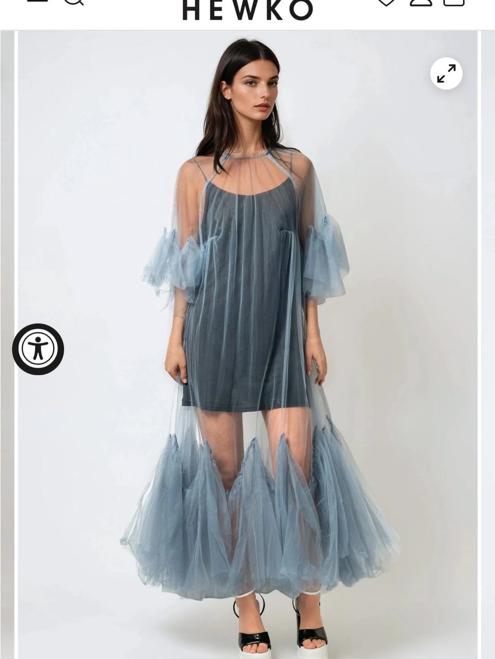 Blue Tulle Overlay Dress